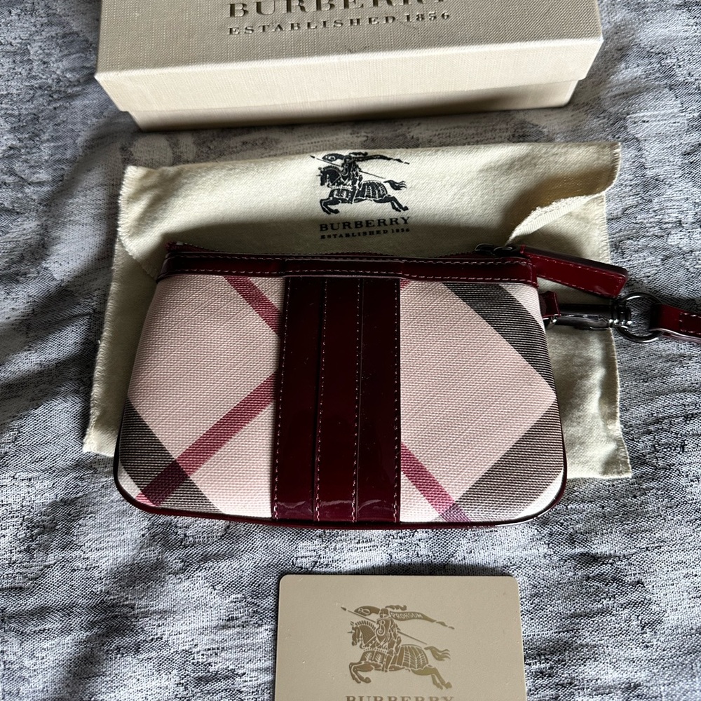 Burberry Supernova Check Wristlet Berry Red - Picture 3 of 4